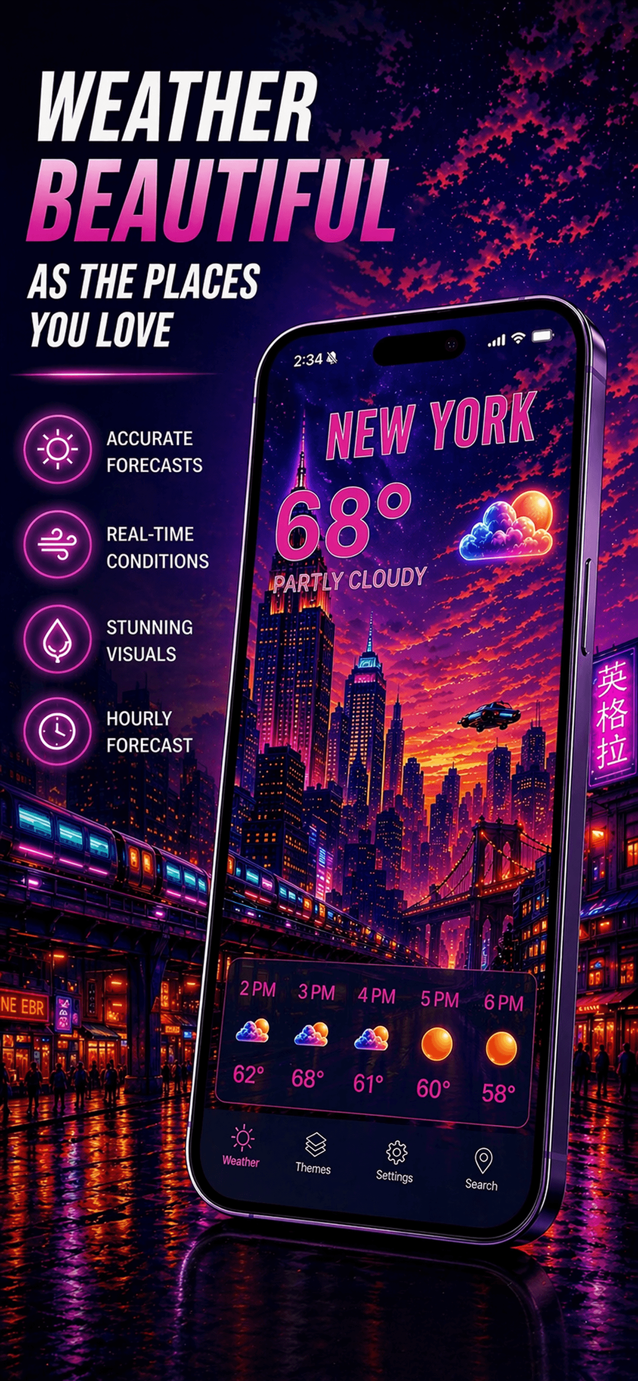 Weather Worlds Cyberpunk App Store preview.